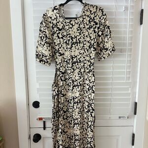 Topshop Black and Cream Floral Dress